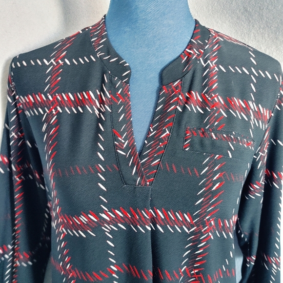 Cato Black Red Plaid Tunic Blouse - Picture 5 of 7